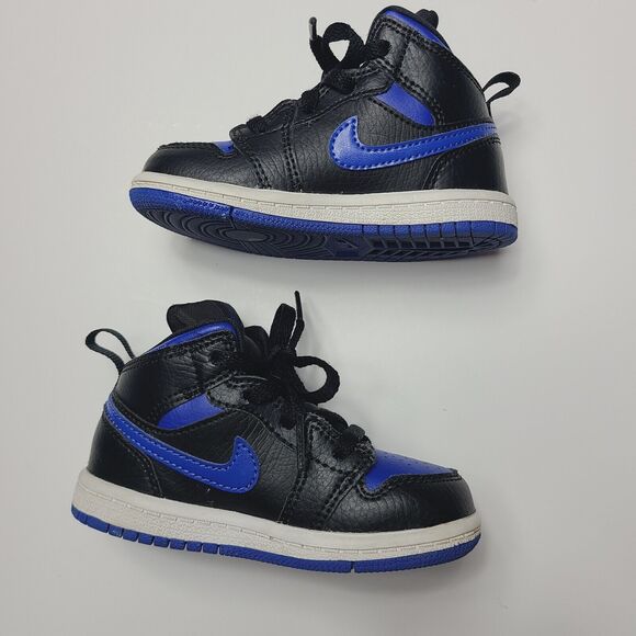 Nike Air Jordan Retro 1 Mid Hyper Royal Blue TD 640735-068 Rare Toddler Size 7C - Picture 3 of 7